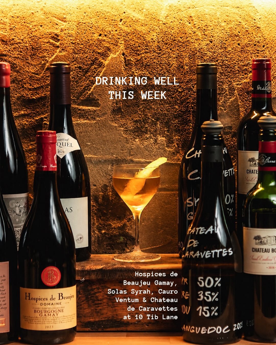 DRINKING WELL THIS WEEK

1. Hospices de Beaujeu, Solas, Cauro Ventum &amp; Chateau de Caravettes at @10tiblane 
2. Alhambra at @meatmeliverpool 
3. Krombacher at @crib_by_block 
4. Pixel by Bentomiz at @wholebunch_wines 
5. Precious Day at @cuckoo_pr