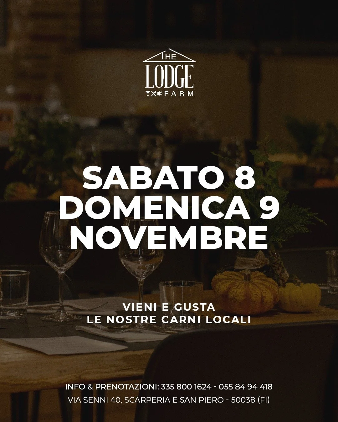 Due giorni per vivere la campagna tra gusto e tradizione:

Sabato 8 novembre &rarr; Brunch della Bistecca
Un men&ugrave; dedicato agli amanti della carne, da gustare nella cornice autentica della fattoria.

Domenica 9 novembre &rarr; Brunch in Fattor