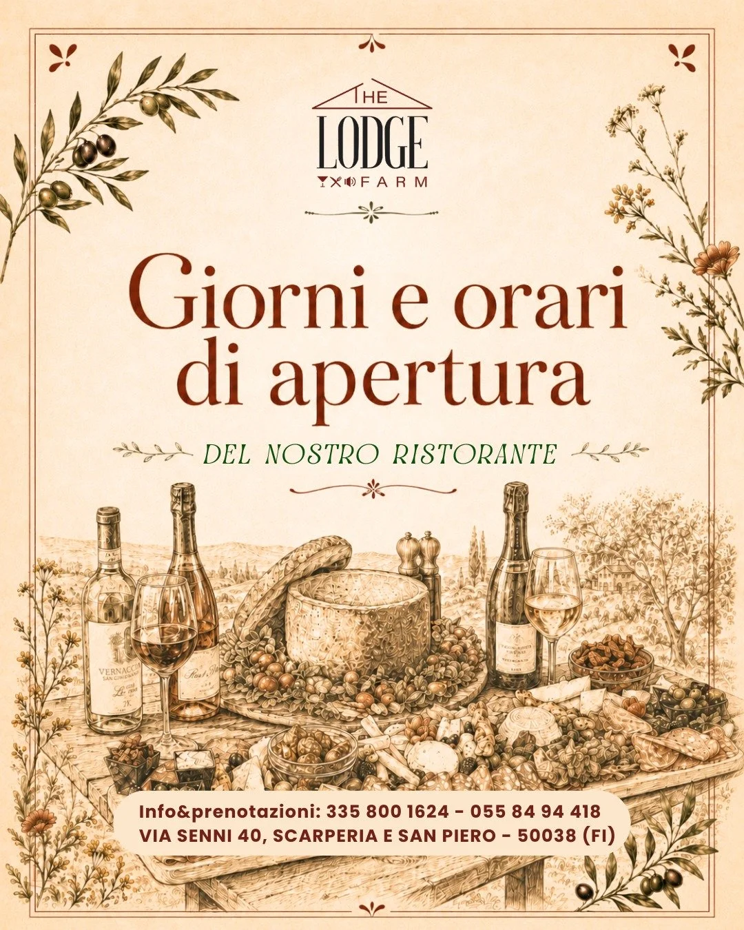 🌽 Al The Lodge la settimana si vive con il ritmo della fattoria: un aperitivo al tramonto, una cena alla carta, un pranzo nel weekend e qualche appuntamento speciale da segnare.

In locandina trovate gli orari generali del nostro ristorante, ma per 