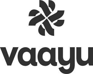 Vayu logo featuring a stylized, abstract wind symbol above the word 'vayu' in lowercase letters.