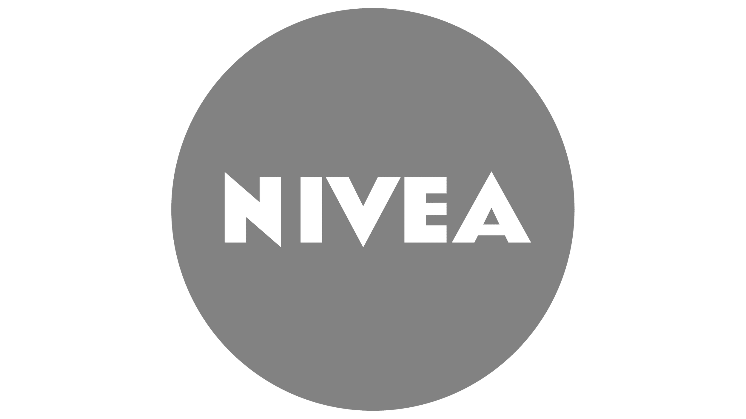 Gray circular logo with the word NIVEA in white capital letters in the center.