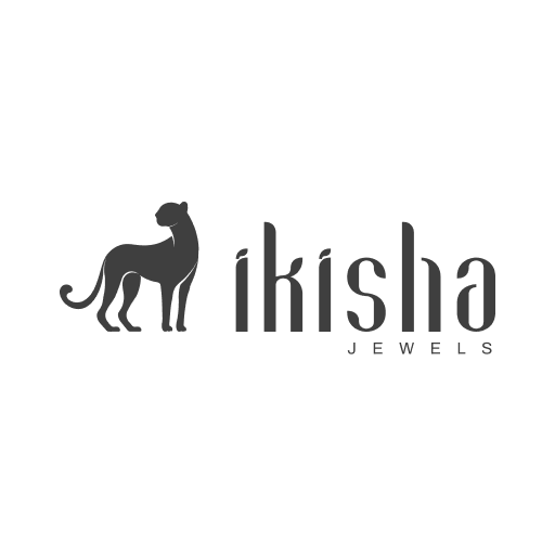 Logo for Ikisha Jewels featuring a stylized black lioness and the text 'ikisha JEWELS'.