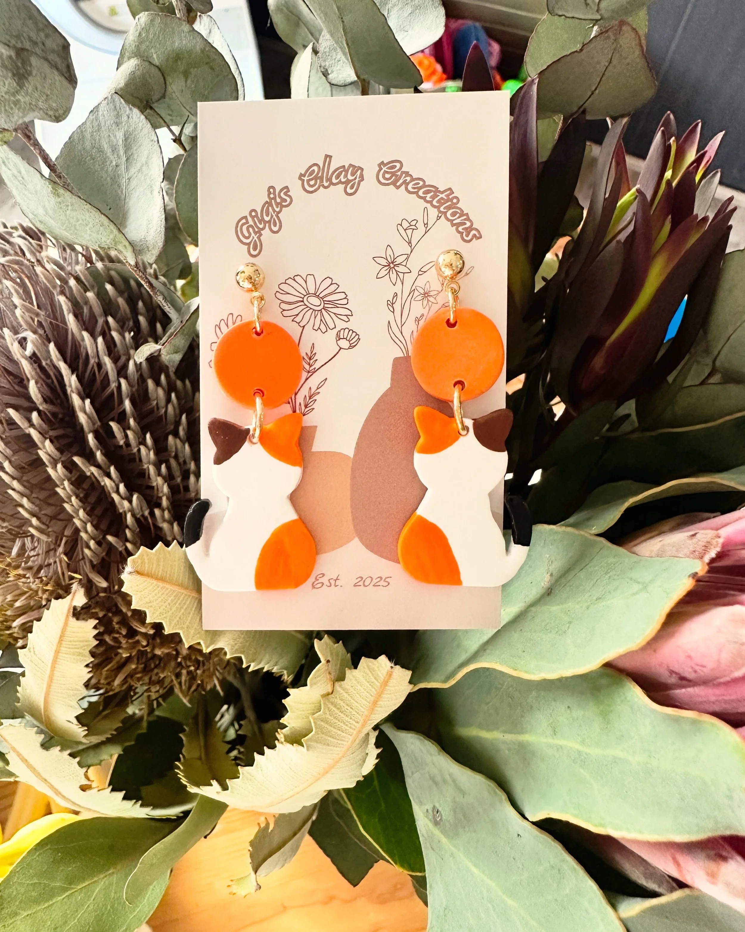 *hand painted* Calico Dangles