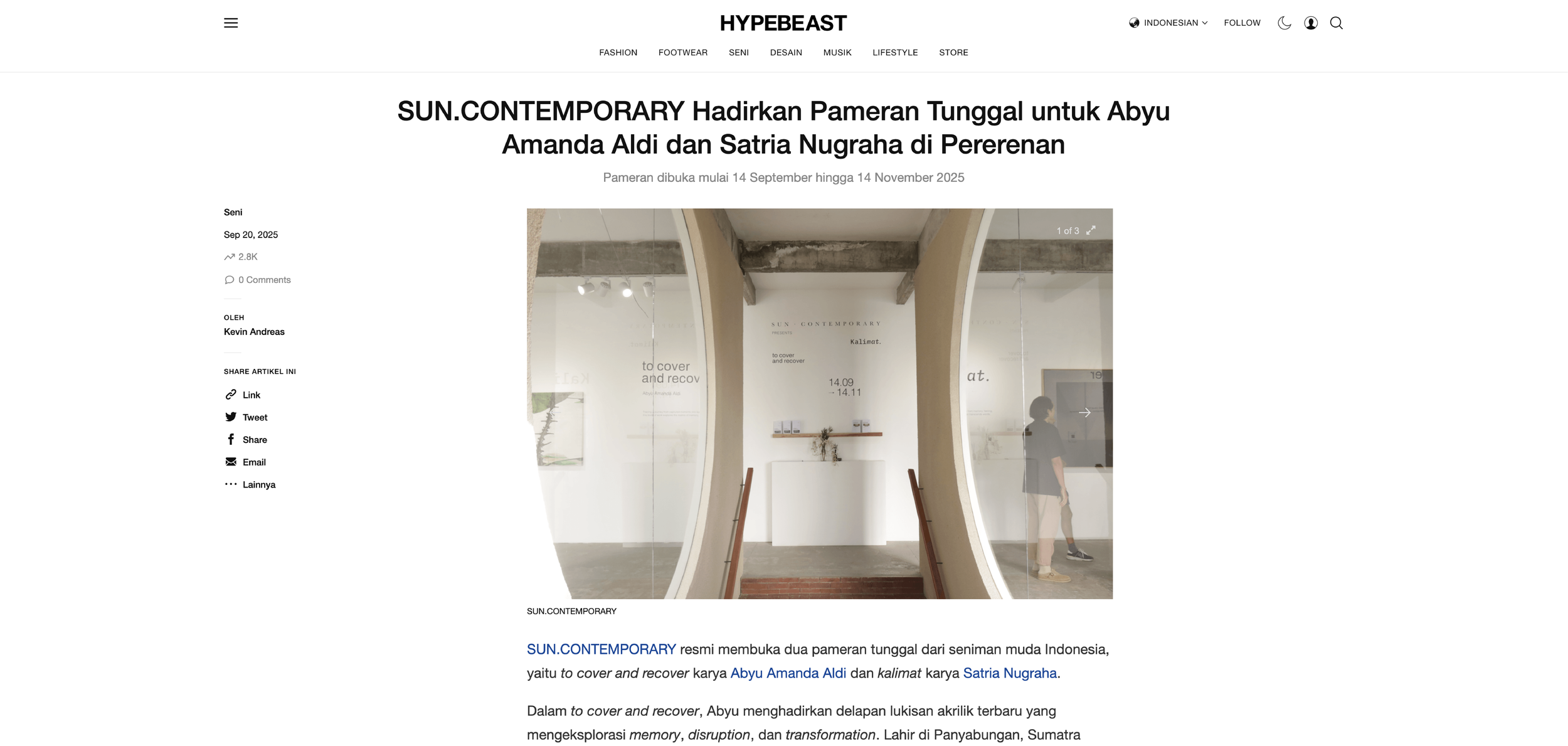 SUN.CONTEMPORARY Hadirkan Pameran Tunggal untuk Abyu Amanda Aldi dan Satria Nugraha di Pererenan