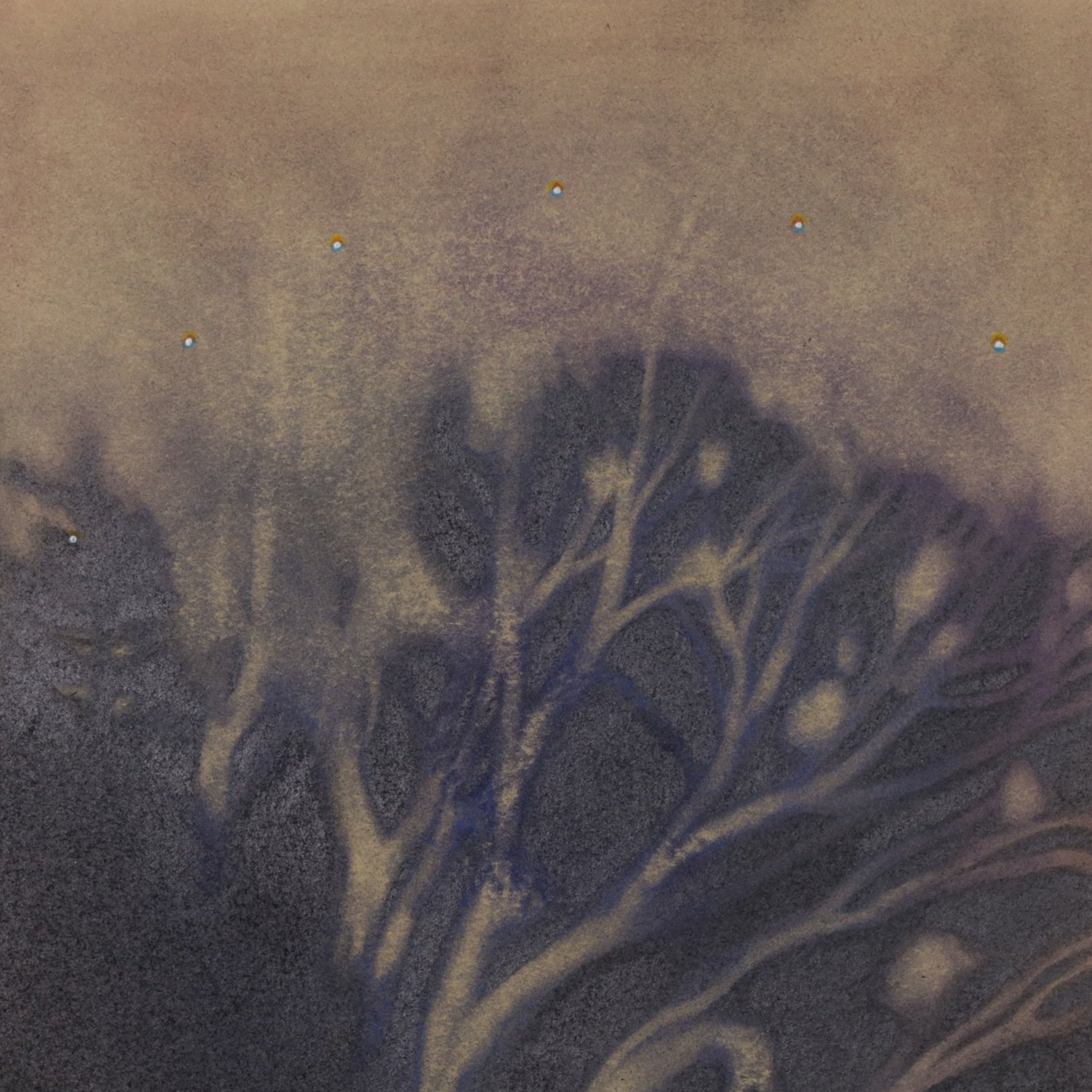 Eraser drawing on BFK with graphite, watercolor, coloured pencil, and acrylic titled “Ancestor”, 2024, by Terra Keck, exhibiting artist at Sun Contemporary Gallery, Bali.