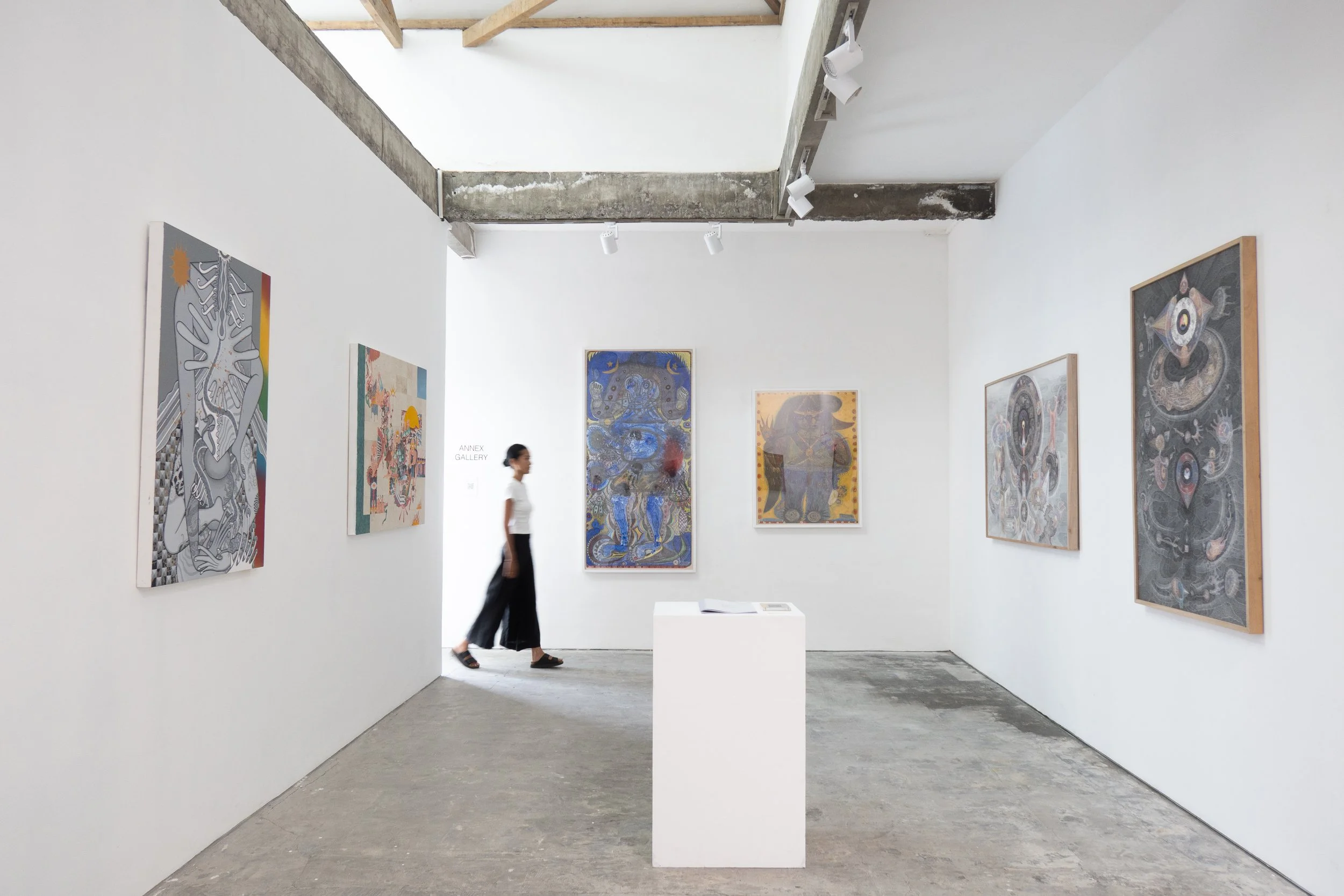 Installation view of Dreams and Echoes at SUN.CONTEMPORARY, Pererenan, Bali