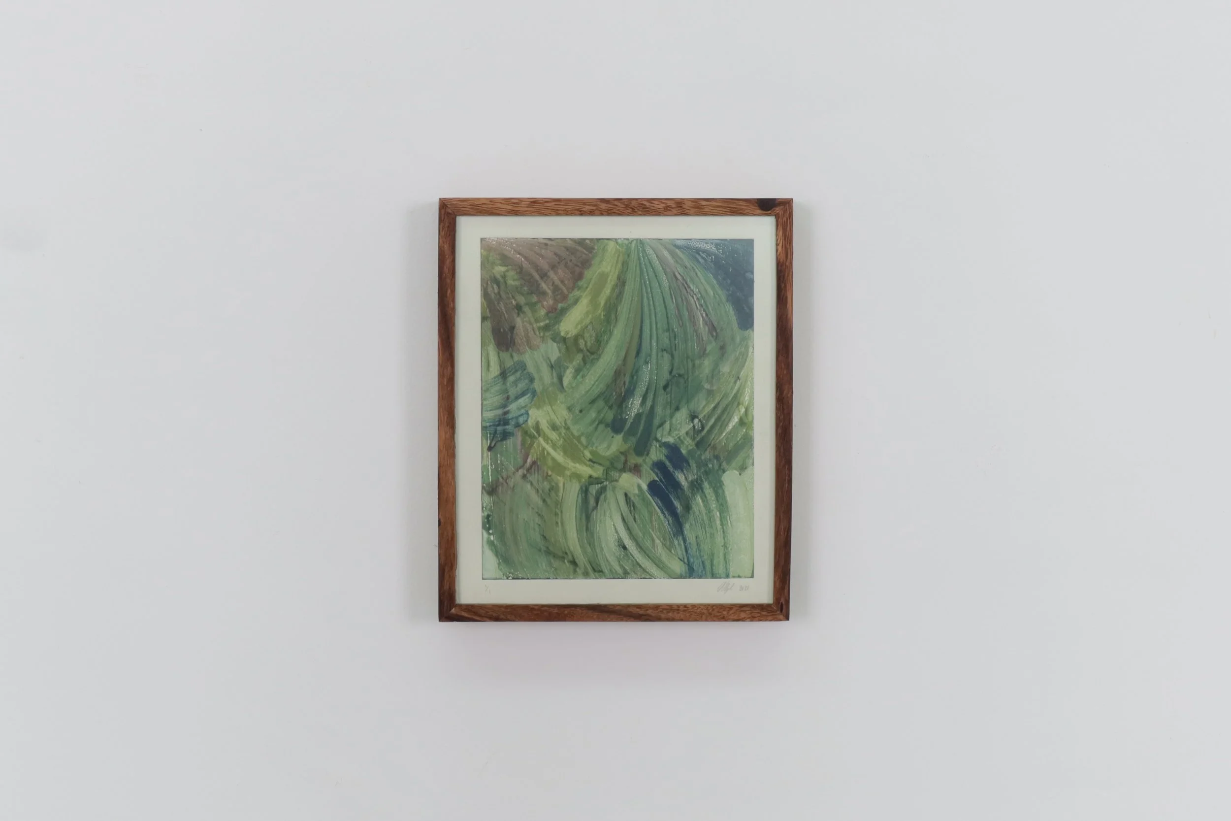 Watercolour monotype on paper titled “Whirl”, 2021, by Alexia Vogel, exhibiting artist at Sun Contemporary Gallery, Bali.