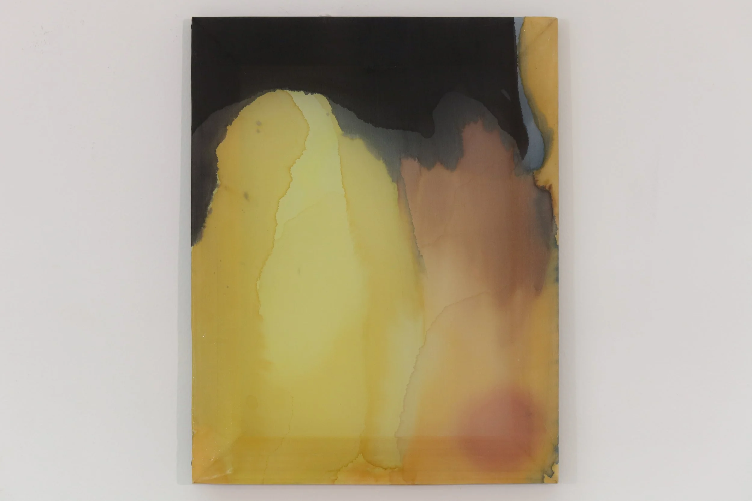 Pigment on 100% silk painting titled “Softer Atmosphere of Feeling”, 2025, by Loralee Jade, exhibiting artist at Sun Contemporary Gallery, Bali.