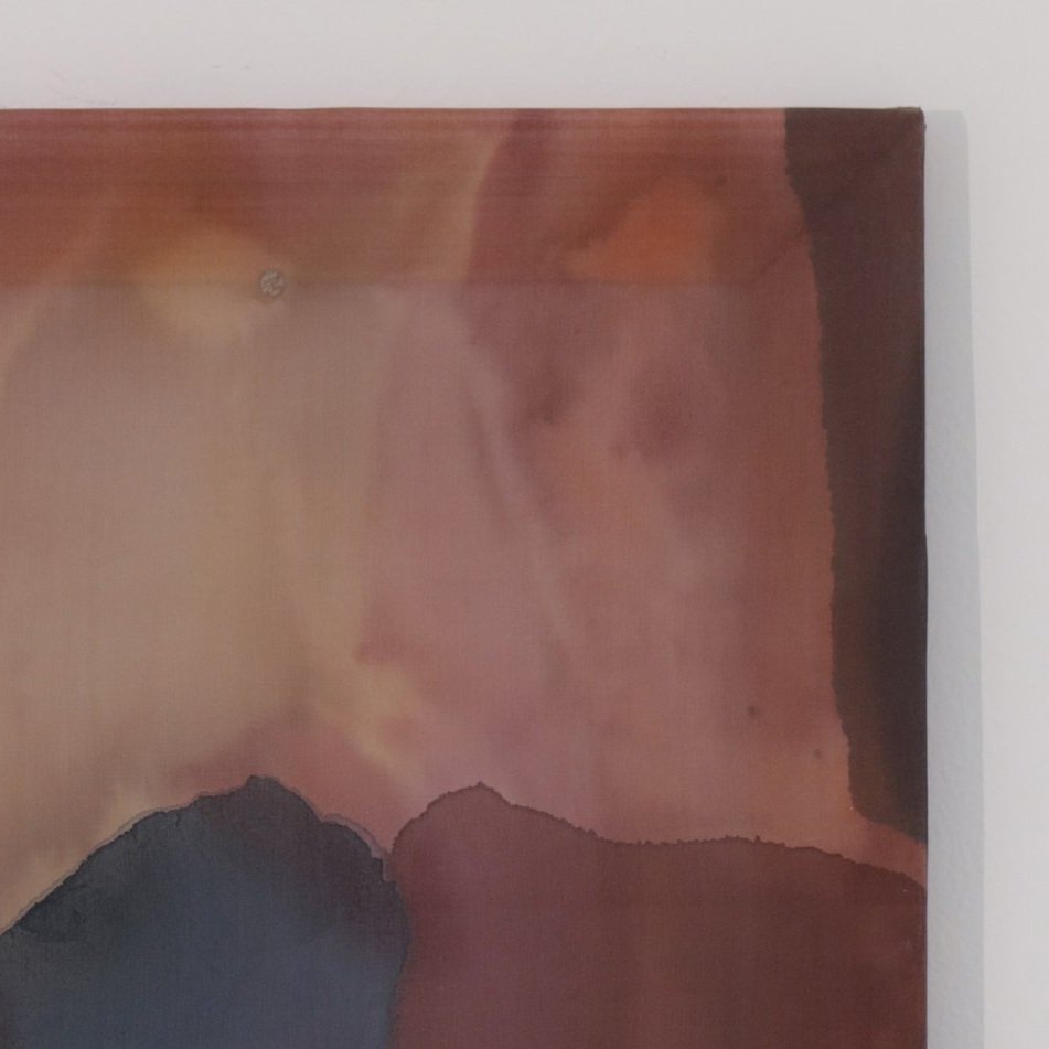 Pigment on 100% silk painting titled “Traces”, 2025, by Loralee Jade, exhibiting artist at Sun Contemporary Gallery, Bali.