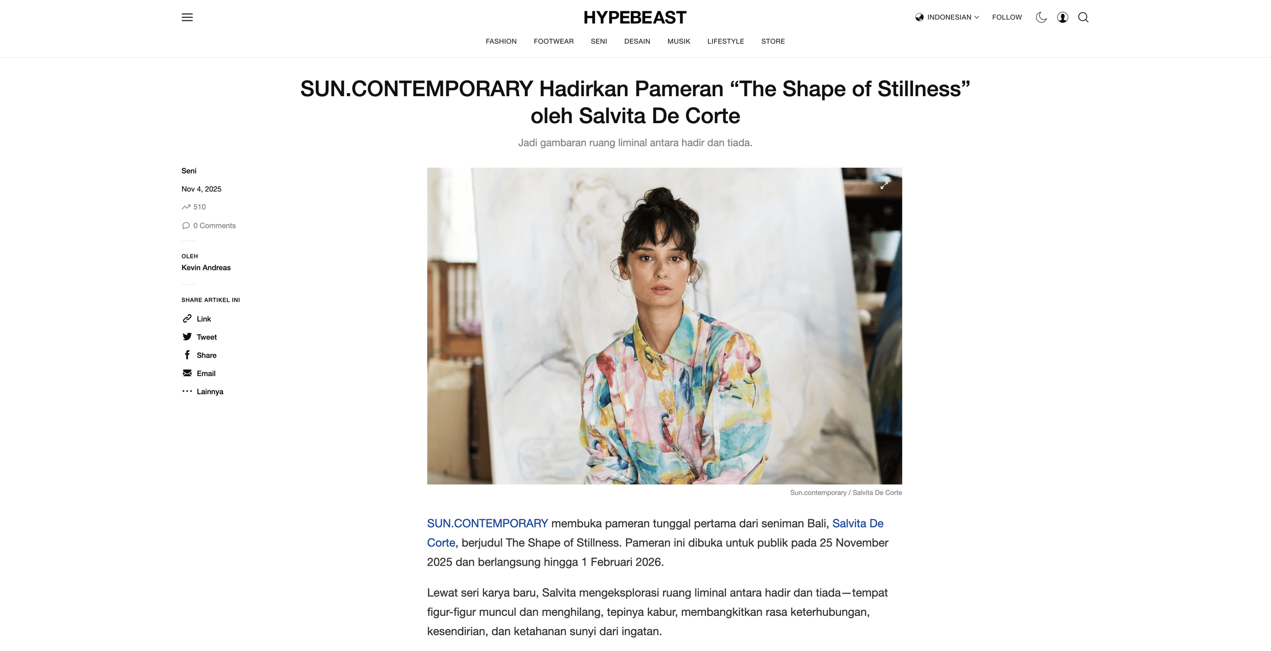 SUN.CONTEMPORARY Hadirkan Pameran “The Shape of Stillness” oleh Salvita De Corte