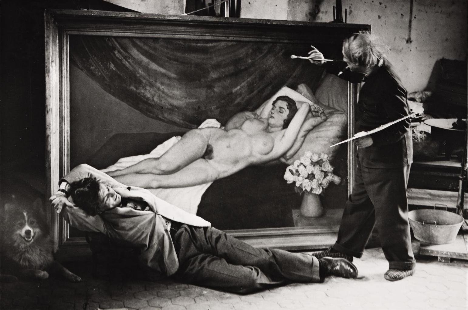 Brassai, Picasso mime l’artiste peintre (with Jean Marais as model), 1944, printed 1970s, Silver gelatin photograph