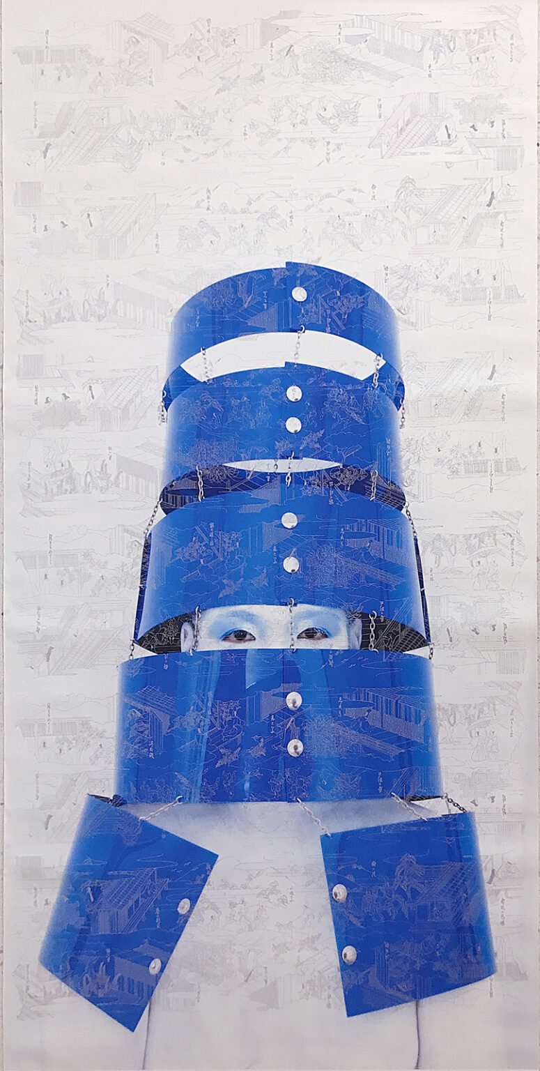 Kimiko Yoshida, The Tale of Genji (Hugo Ball L), XXXIII, 2021, Traditional Japanese Lacquer with Gold Powder, Archival Pigment Print on Canvas