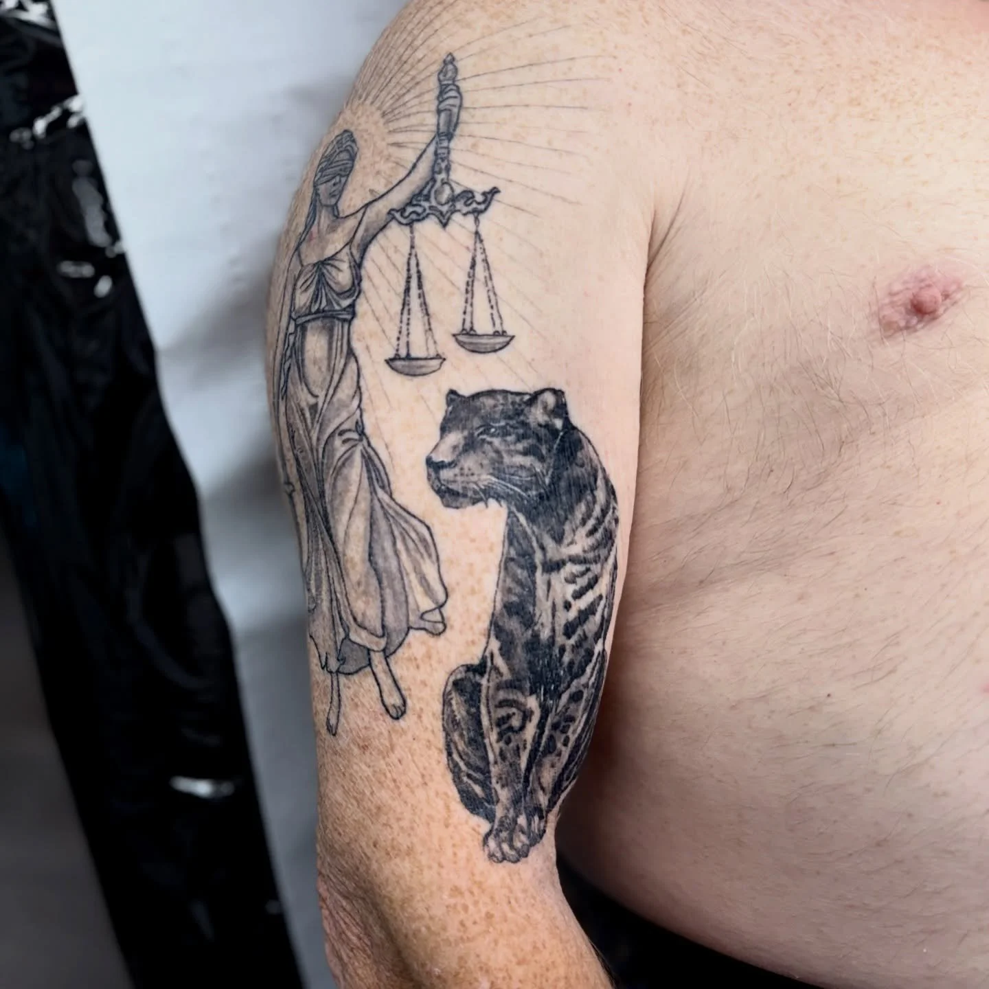 Healed 🖤 slowly chipping away at this lady of justice piece

#healedtattoo #ladyofjustice #sleeve