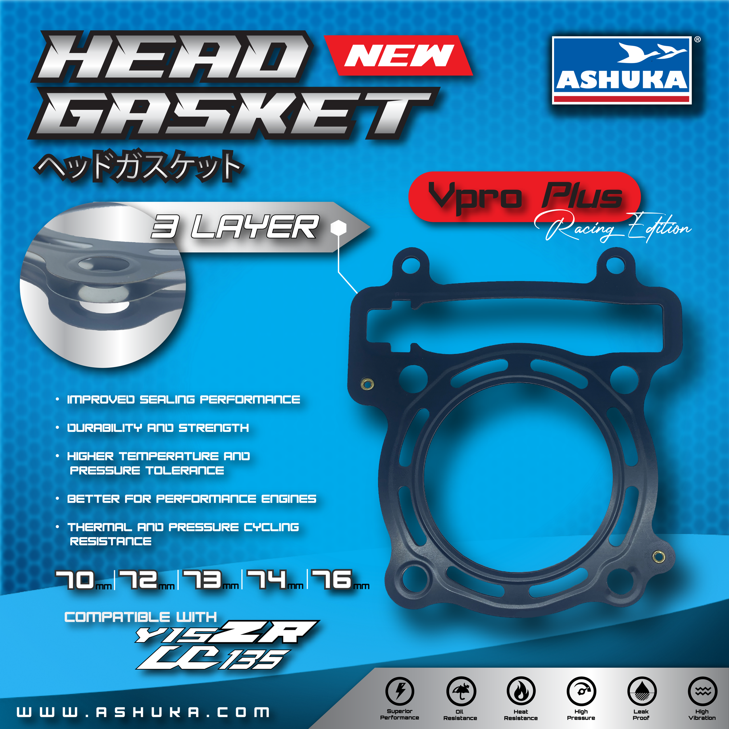 Y15ZR HEAD GASKET NEW
