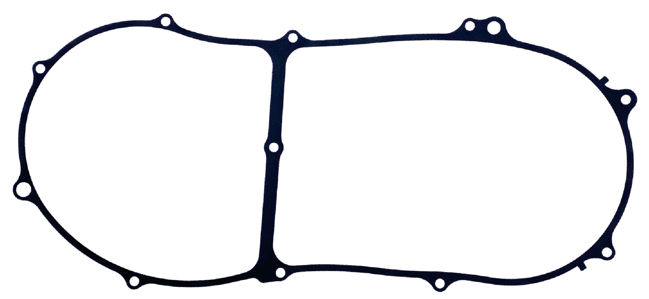 A car transmission filter with a black frame and two sections, one on the left side with a black mesh and the right side with a yellow filter medium.