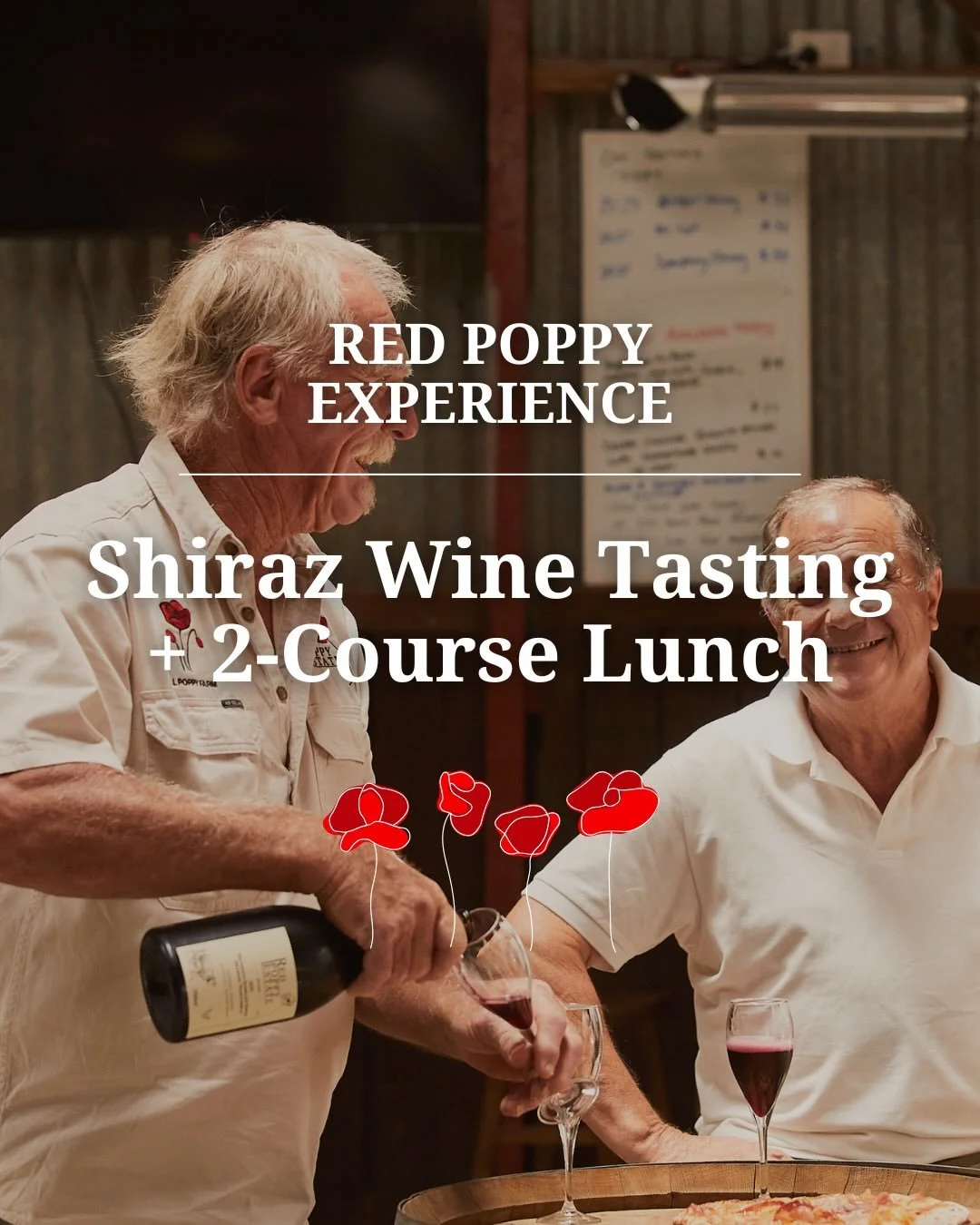 ✨🍷 RED POPPY EXPERIENCE 🍷✨

Join us for an exclusive wine-tasting experience featuring six vintages of Shiraz from Red Poppy Estate.

https://events.humanitix.com/red-poppy-estate-shiraz-wine-tasting-2-course-lunch

Enjoy a guided tasting hosted by