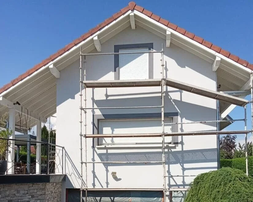 Renovation de facade finition frotassee Baumit teintes Gris Istanbul Gris Venise après