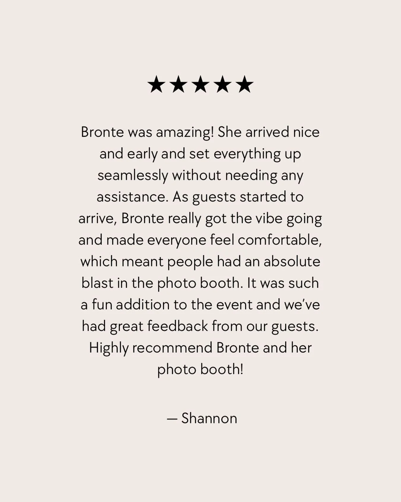 Another amazing review 🙌

&ldquo;Bronte was amazing! She arrived nice and early and set everything up seamlessly without needing any assistance. As guests started to arrive, Bronte really got the vibe going and made everyone feel comfortable, which 