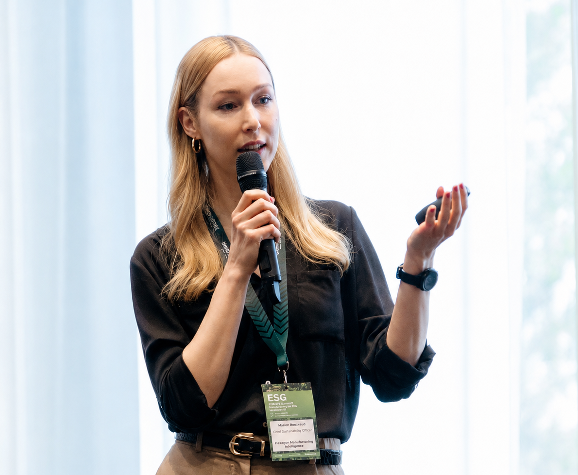 Marion Rouzeaud at a conference for Digital Product Passports representing DiPPa and presenting her new book titled DiPPa: Rethinking the Way We Buy Things with Digital now available on amazon 