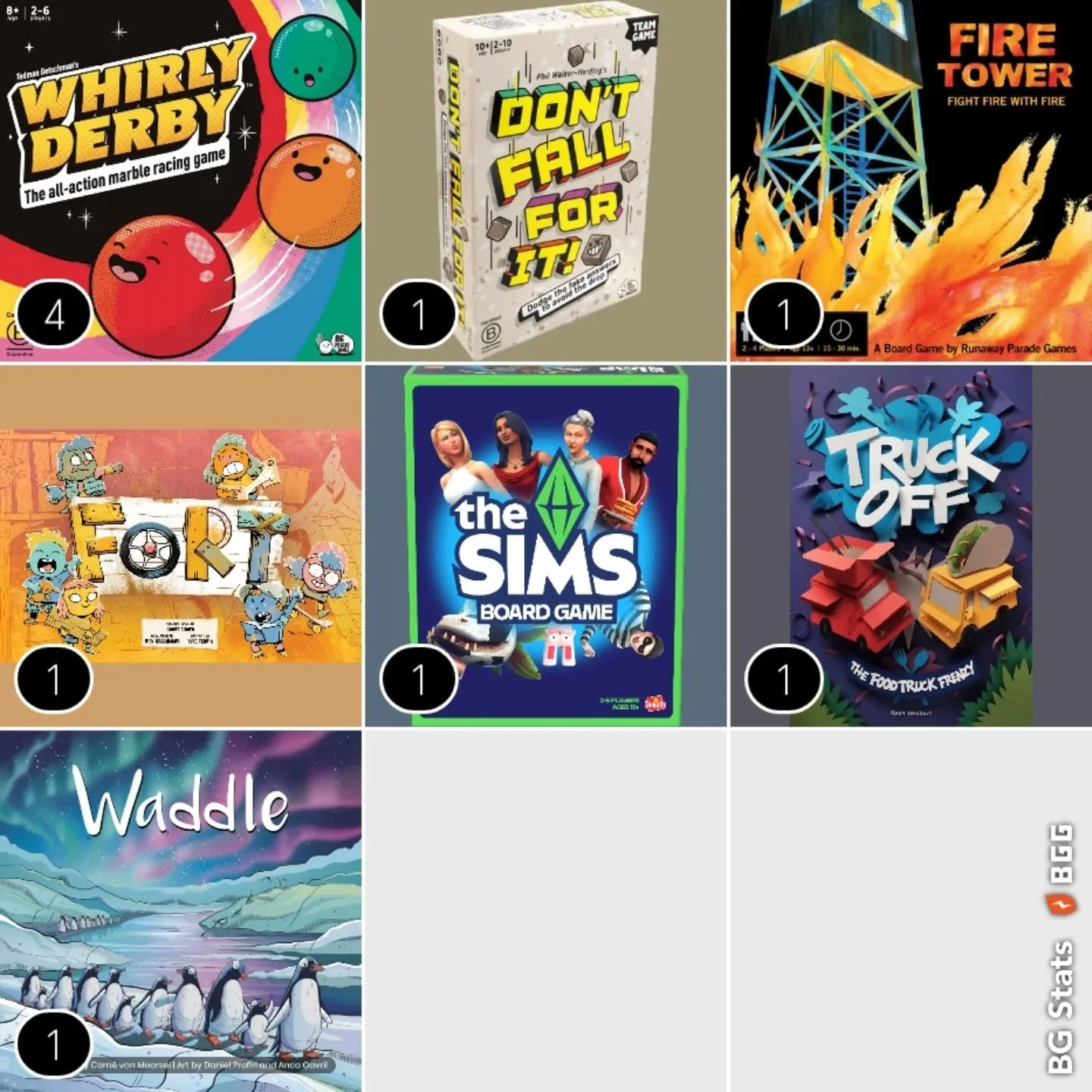 Big week for playing 'Competitive Marble Run' with 4 plays of Whirly Derby by @bigpotatogames being played this week!

#sundaystats @emptynestboardmama