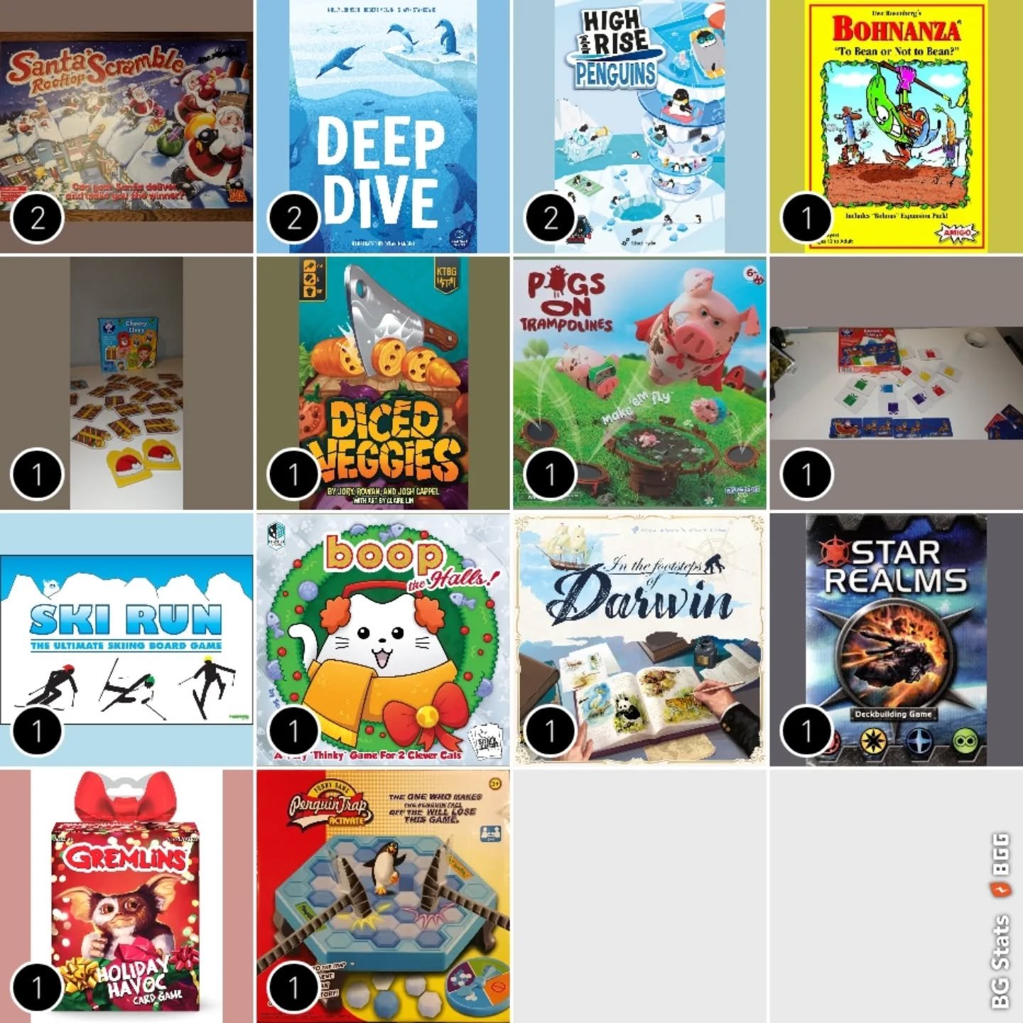 Our Sunday stats might be a little bit invalid this week having spent a day teaching and playing festive family games with hundreds of people yesterday, especially as 10 of the 20 games we took to the event were @orchardtoys games and not in BGStats 