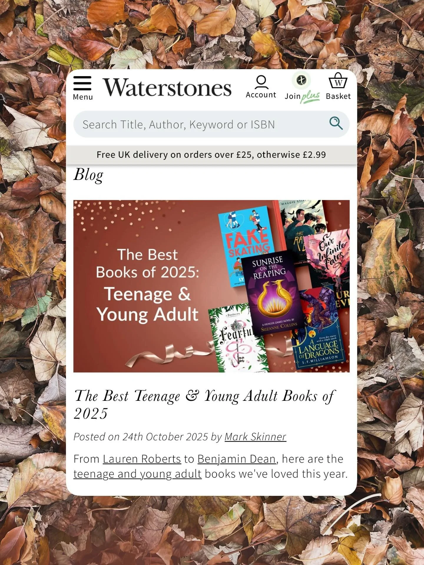 Thank you to @waterstones for including A Grave Inheritance on their list of Best Teen &amp; YA Books of 2025 👻🎉 

I feel very blessed that I get to see my novel in bookshops and even more blessed to know that readers have enjoyed it! ❤️ 

🎃 
#agr