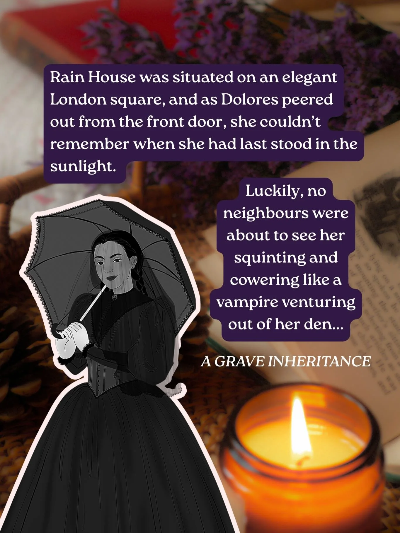 Dolores Rain is as scared of leaving her haunted house, as she is to keep living in its lonely rooms - something has to be done to investigate! ✨👻

A GRAVE INHERITANCE is the first in a cosy/spooky series, with seances, ghosts and a sinister murder 