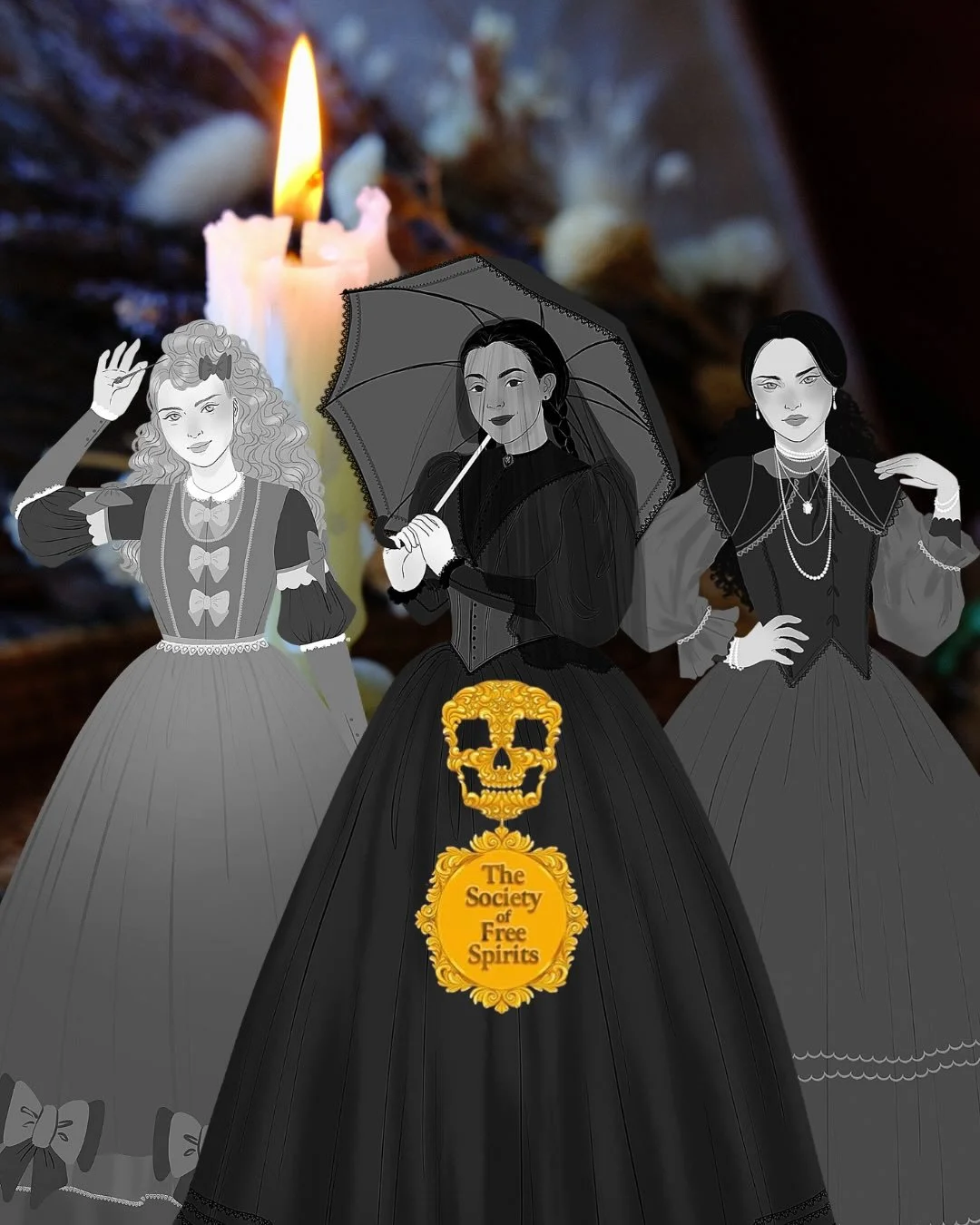 The Society of Free Spirits are ready to investigate a haunting mystery!

Dolores lives in a gloomy house of locked rooms and secrets... 🕯️

Her best friend Ada enjoys the fashions of high society and wants an invite to every seance parlour&hellip;?