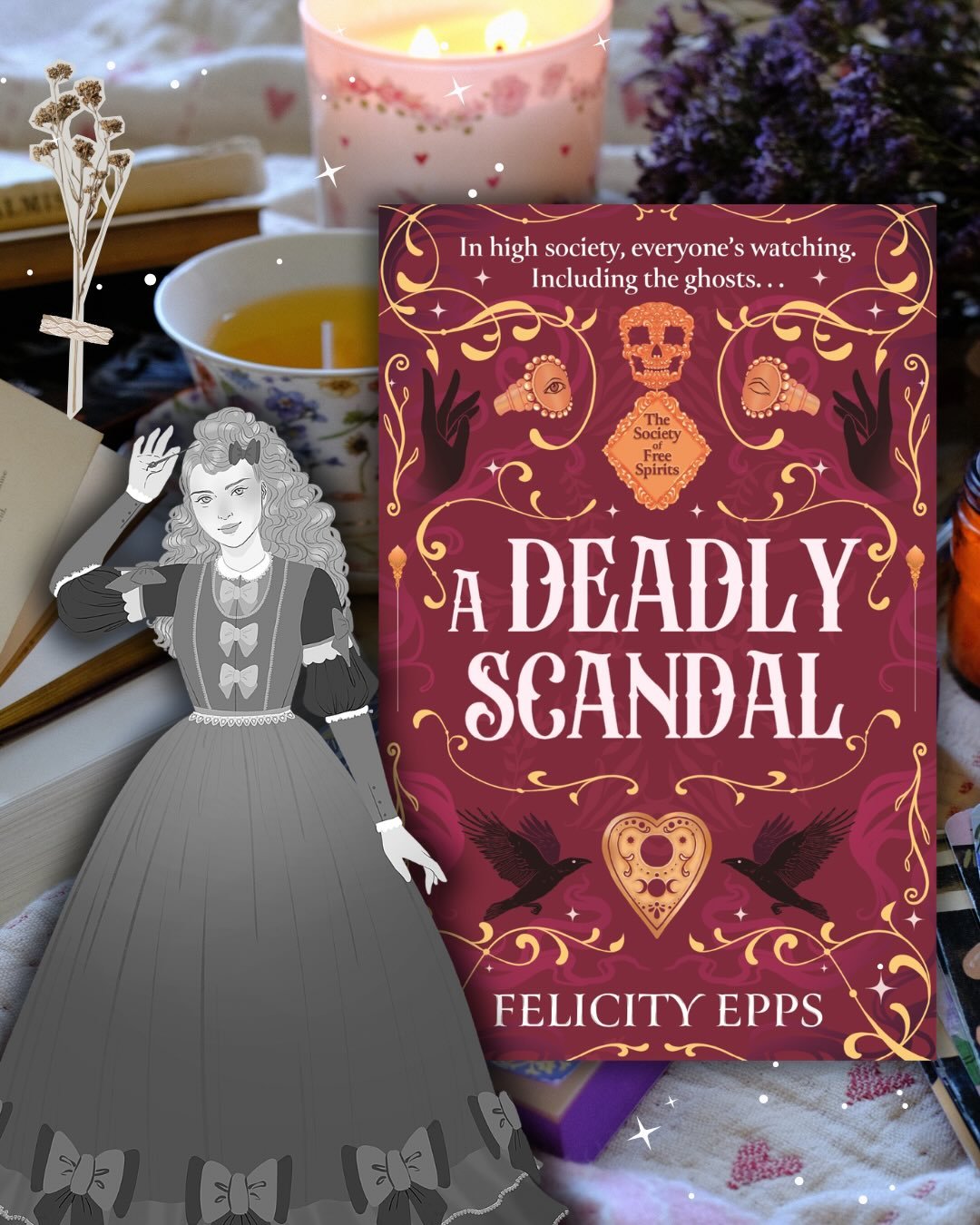 👻🕯️☕️

A Deadly Scandal is available to pre-order now, and comes out 27th August this year @readtempest ✨

You can expect spiritualism, a spooky mystery, cosy humour and a ghostly romance!

This pretty character art of Ada is by Kim Ekdahl @artofjo