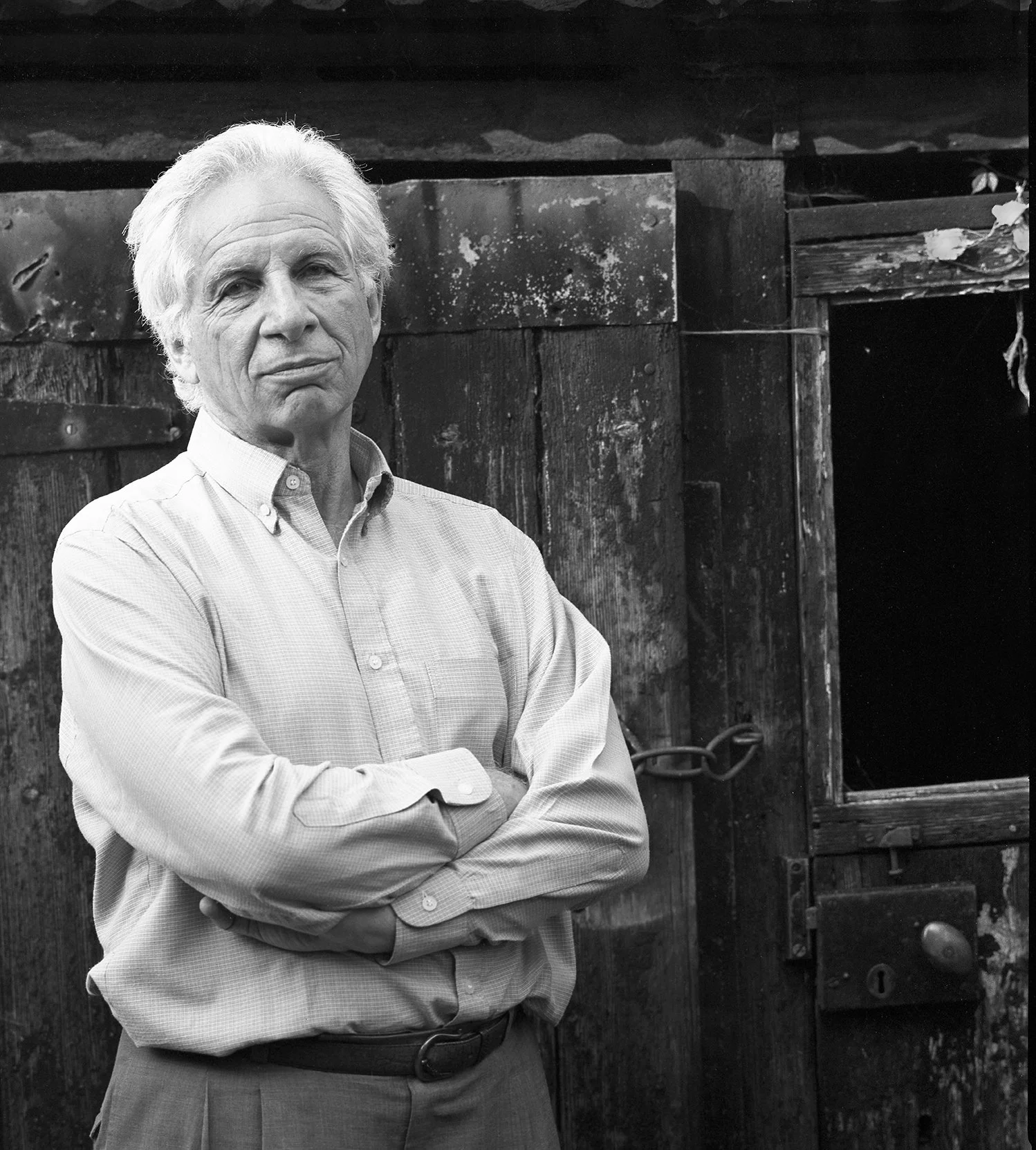 Alexander Goehr, composer outside his Cambridge house.