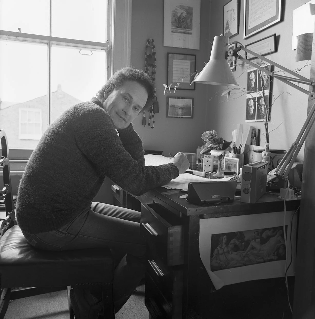 Colin Matthews, composer at his desk.