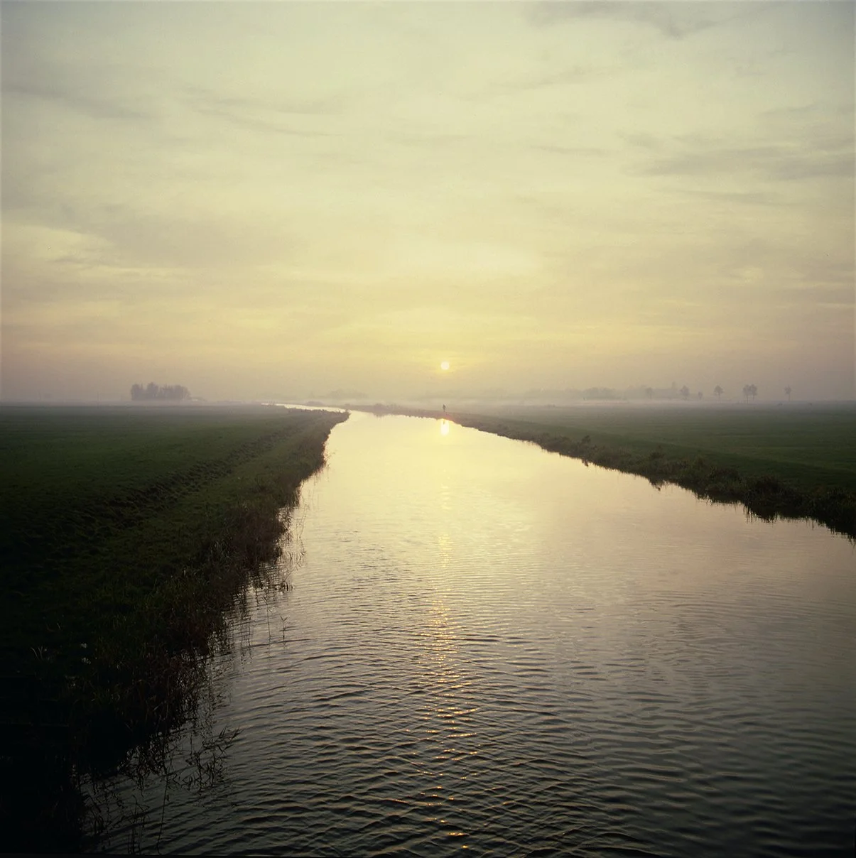 Dutch canal, sunset.