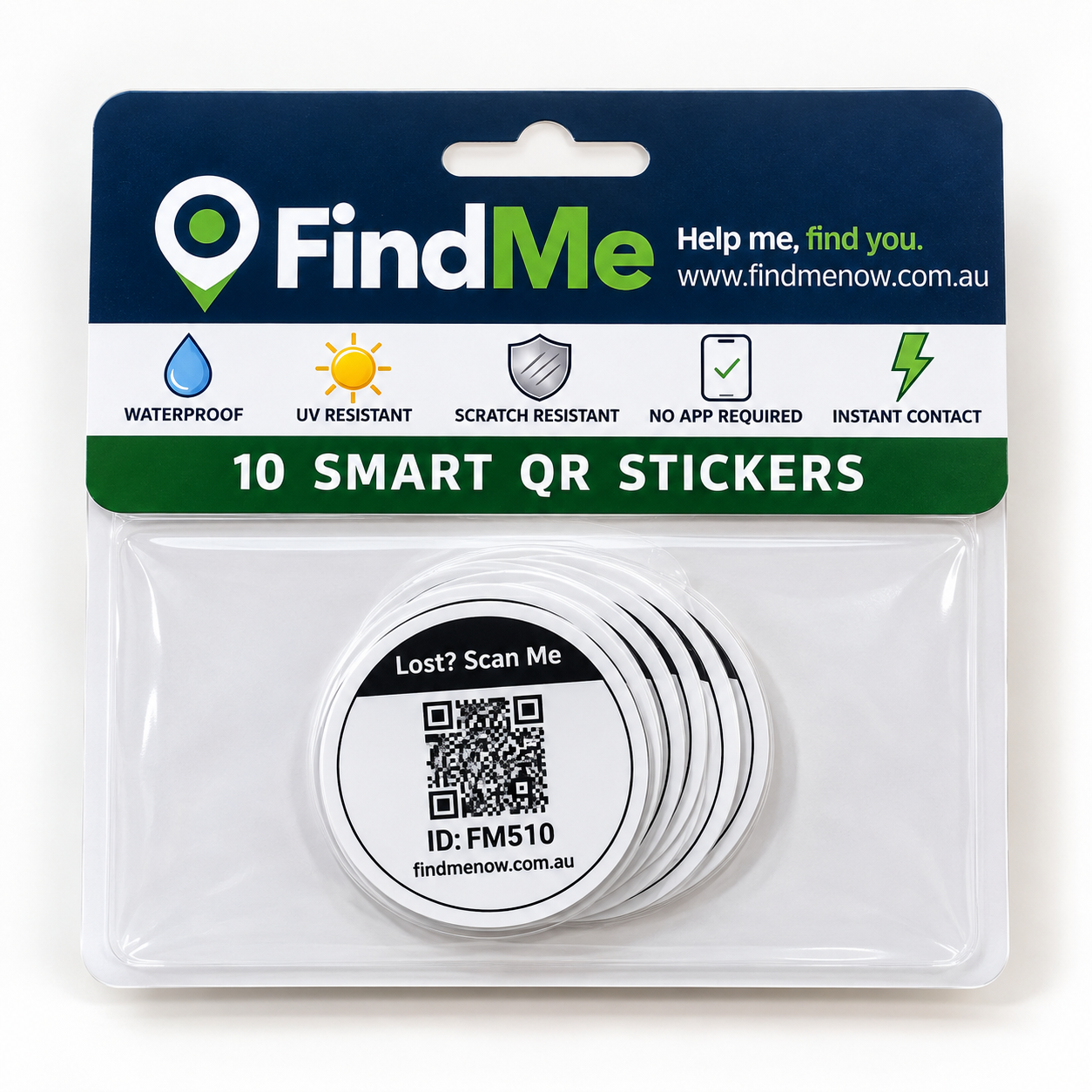 FindMe Smart QR Sticker Pack – 10 Stickers
