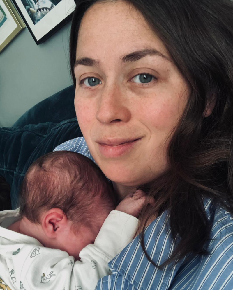 Fanny holding a newborn baby