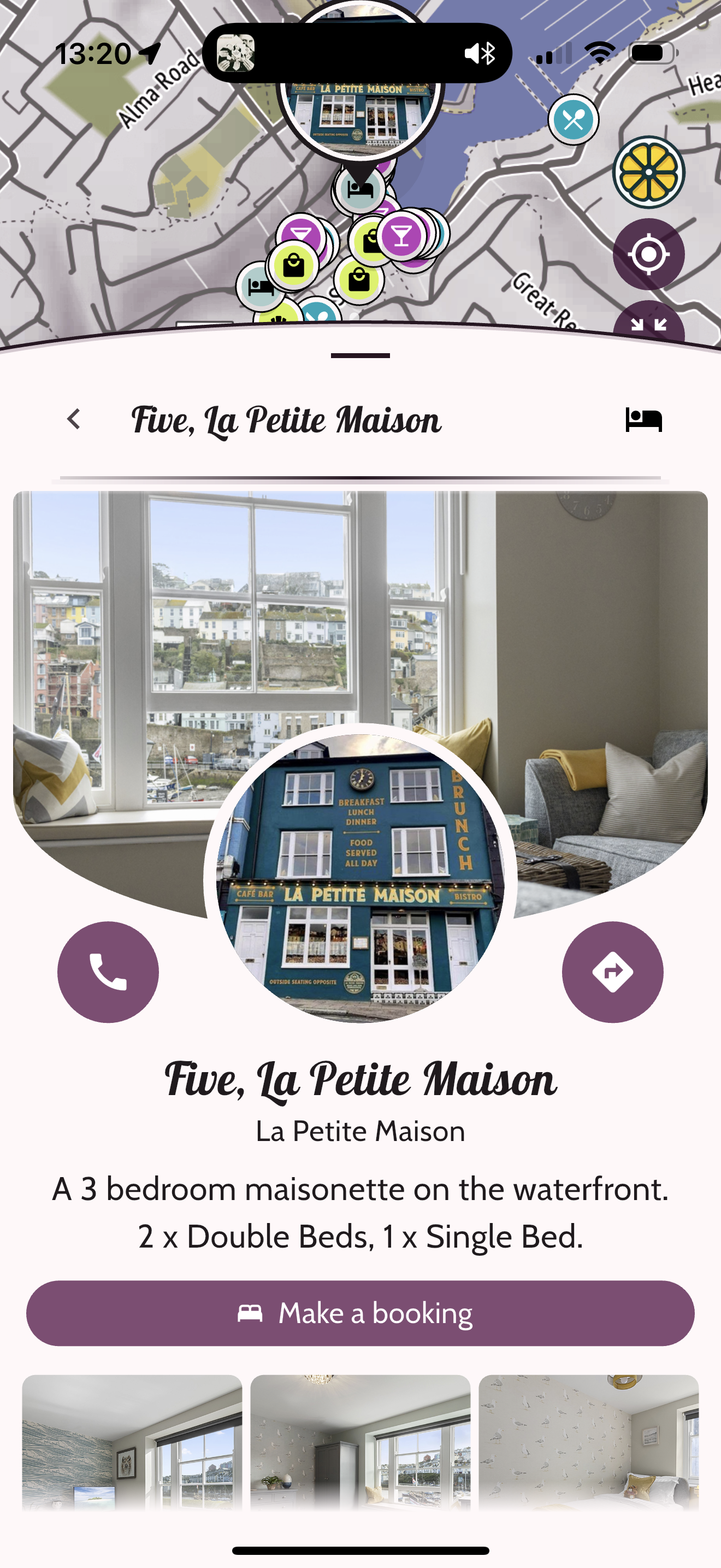 Five, La Petite Maison
A 3 bedroom maisonette on the waterfront. 2 x Double Beds, 1 x Single Bed.
