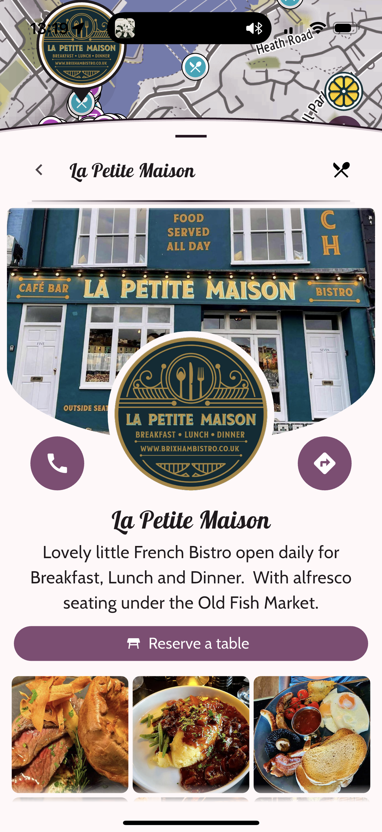 La Petite Maison
Lovely little French Bistro open daily for Breakfast, Lunch and Dinner.  With alfresco seating under the Old Fish Market.