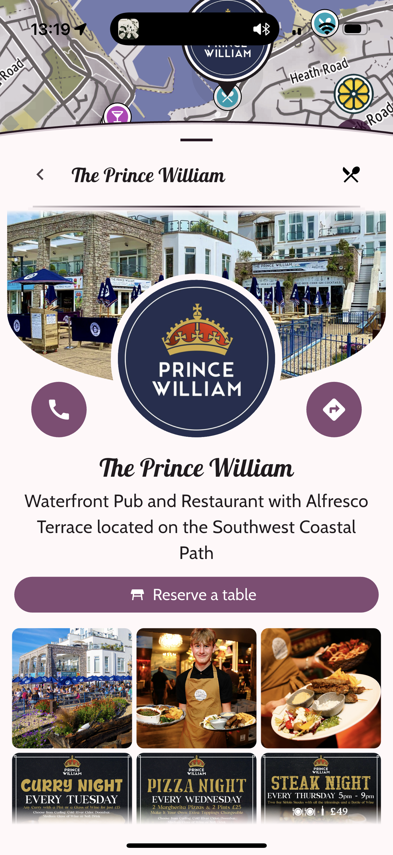 The Prince William
Waterfront Pub and Restaurant with Alfresco Terrace located on the Southwest Coastal Path