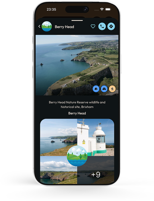 reading about Berry Head in a tourist app