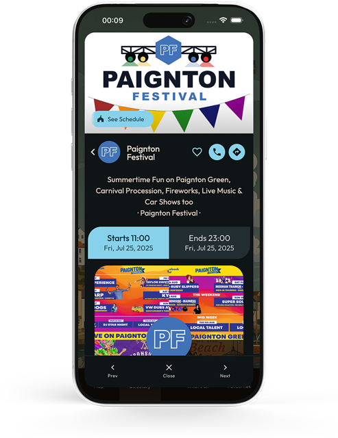 paignton festival schedule on a mobile app