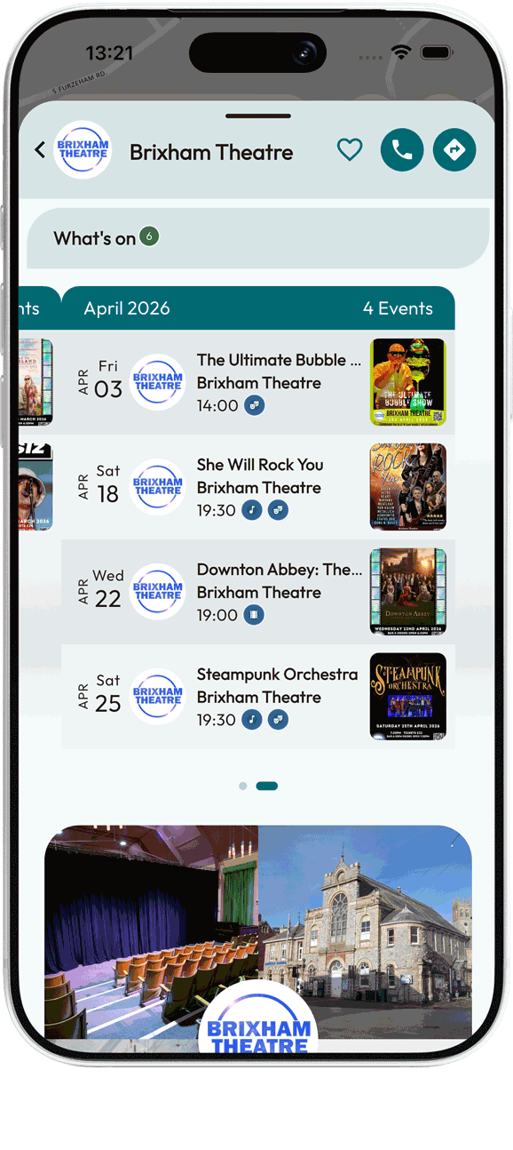 browsing theatre events on Mapzest tourism app