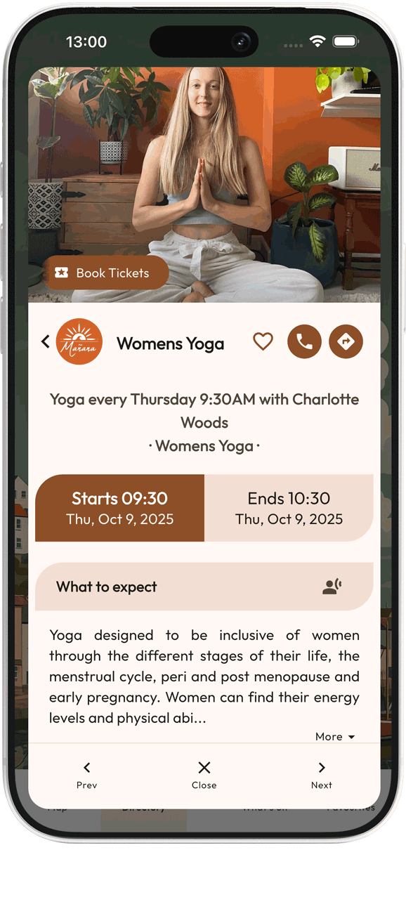 viewing yoga info on a mobile app