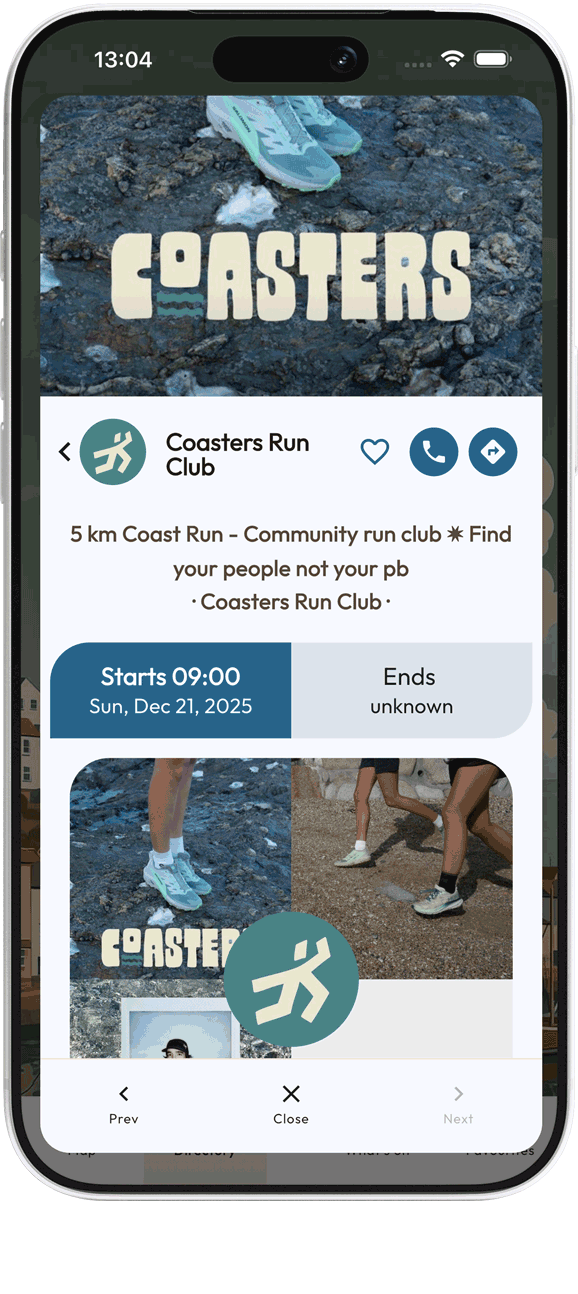 coasters running club in brixham on a mobile app