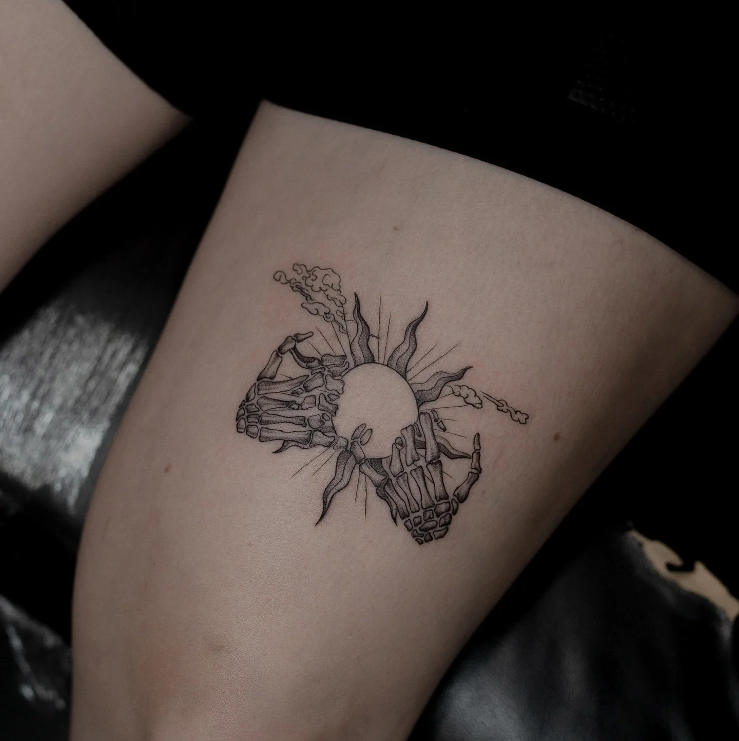 Matching[ish] 💀 Loved tattooing these! p.s. excuse the tape 
For all enquiries please DM me or email me ~ alfie@almostangels.co.uk

Made at @aatattoofamily