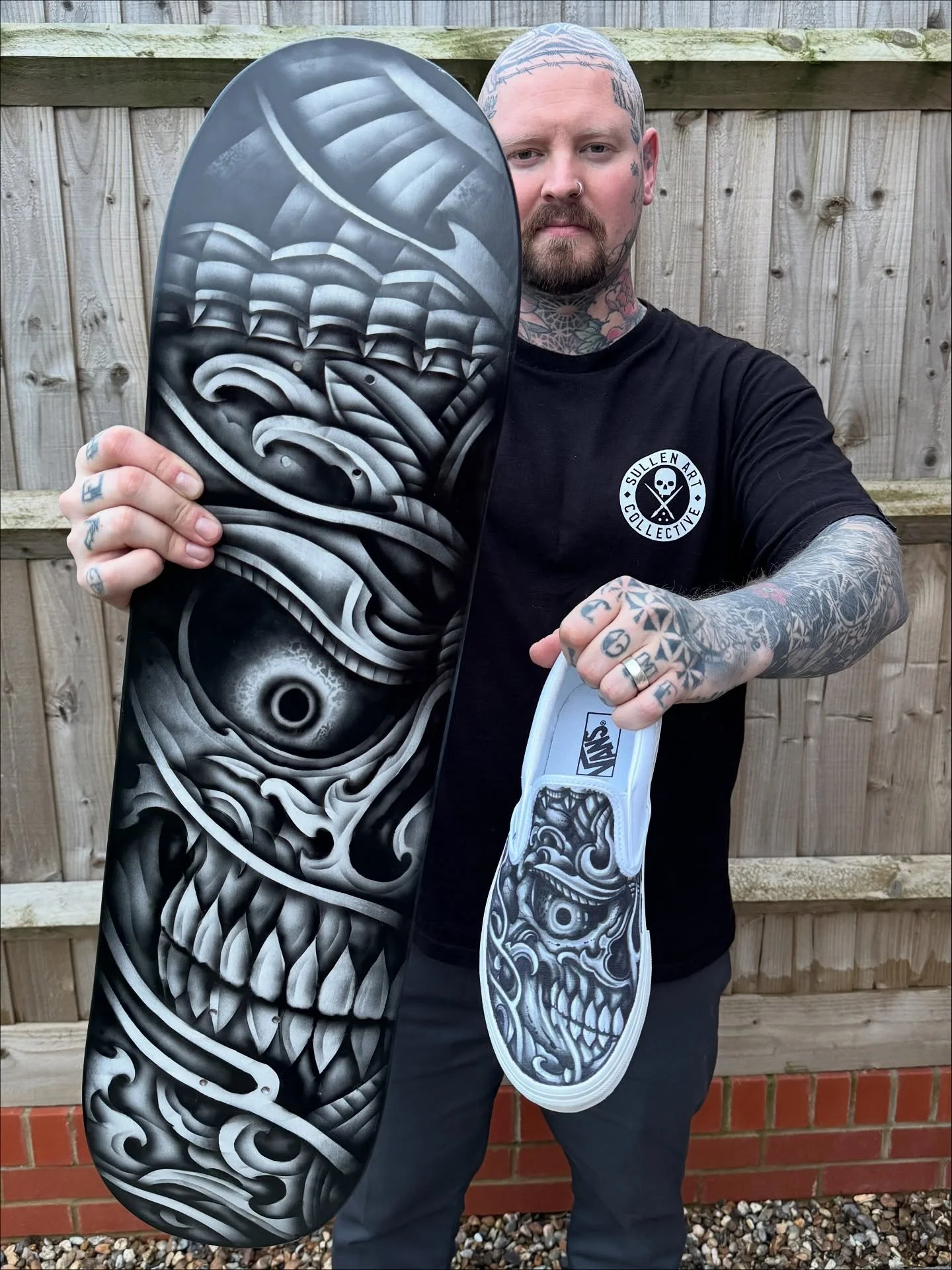 💀🖌️ Deck n&rsquo; Vans 🖌️💀 Airbrushed Kapala custom skateboard deck and custom vans! Thanks for looking, Ben x #tattoo #tattooart #tattooartist #art #artwork #artist #japanese #japaneseart #japanesetattoo #japanesetattooart #sullenclothing #artdr