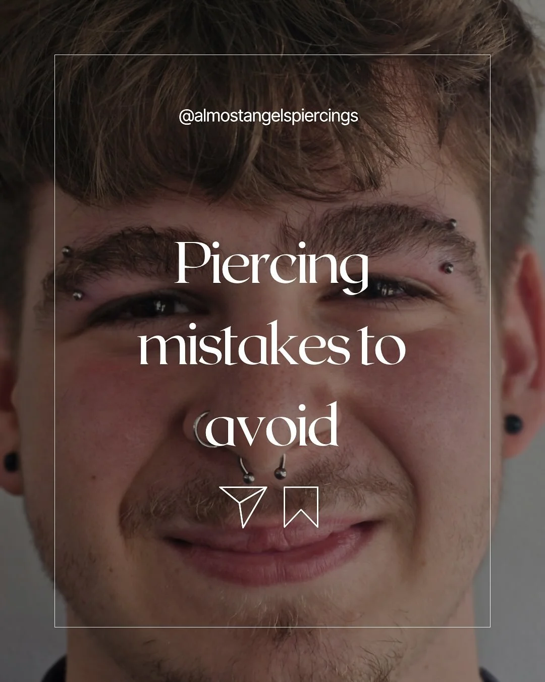 ⚠️Piercing mistakes to avoid ⚠️

&bull; Don&rsquo;t change to a hoop too soon
&bull; Don&rsquo;t sleep on the piercing
&bull; Don&rsquo;t change to a butterfly back stud for cartilage piercings

📧 Need a piercing check? Email us at piercings@almosta