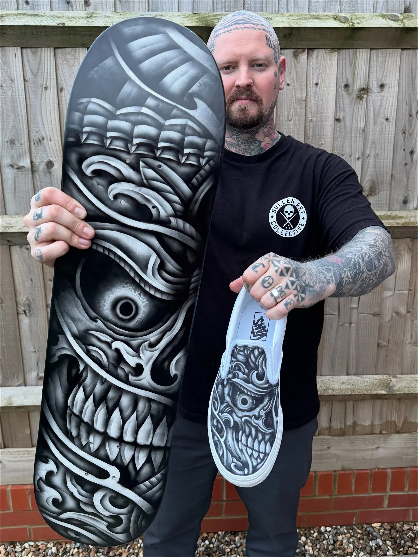 💀🖌️ Deck n&rsquo; Vans 🖌️💀 Airbrushed Kapala custom skateboard deck and custom vans! Thanks for looking, Ben x #tattoo #tattooart #tattooartist #art #artwork #artist #japanese #japaneseart #japanesetattoo #japanesetattooart #sullenclothing #artdr