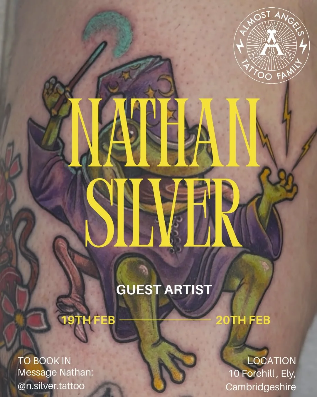 Nathan will be taking walk ins for his flash designs whilst he&rsquo;s down this week! ⚡️This will be first come first serve, so make sure you get in quick!🖤

🗓️19th-20th February
📌 @n.silver.tattoo