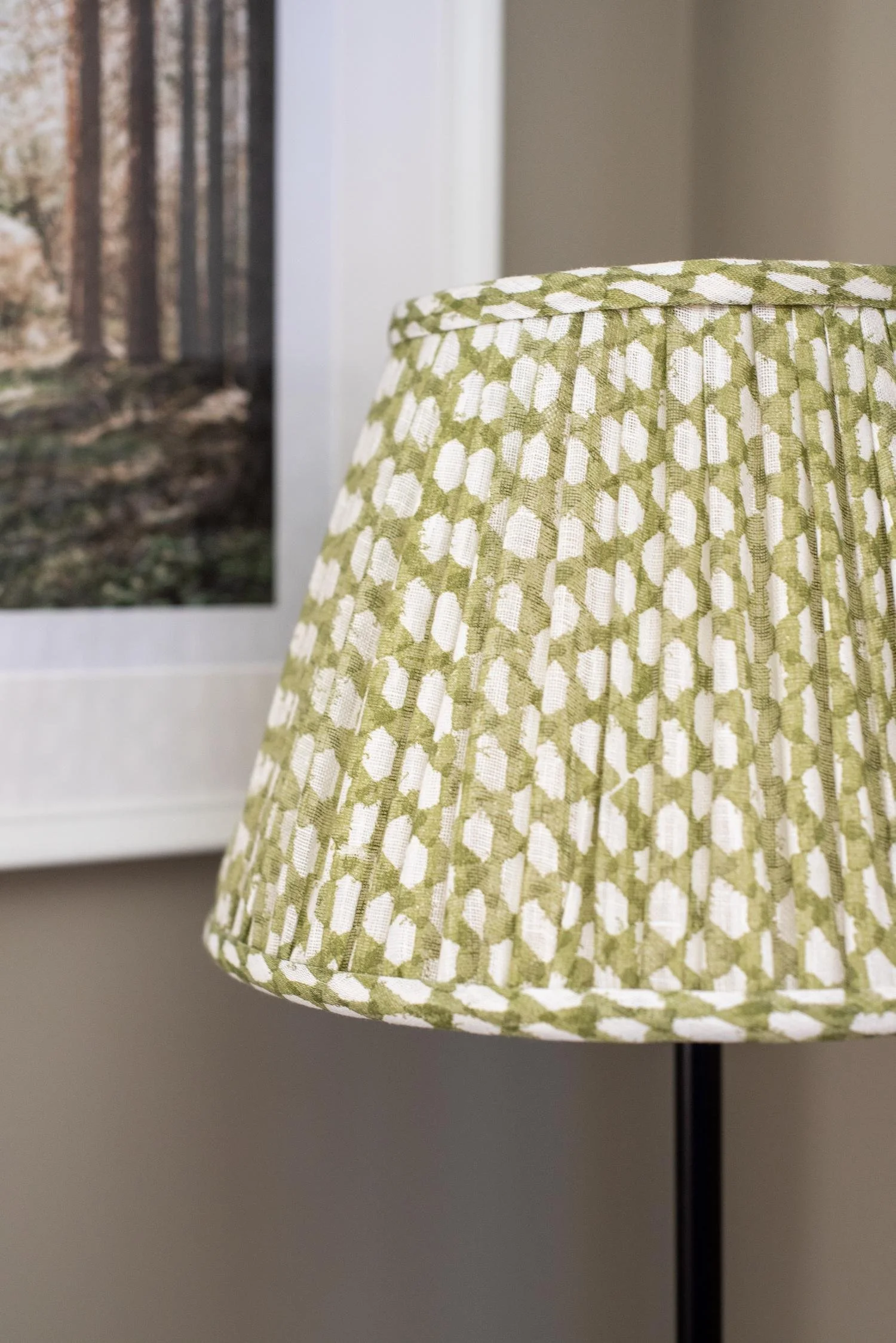 Pleated Green Popple Lampshade by Fermoie