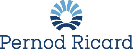 Logo de Pernod Ricard avec un symbole circulaire en haut et le texte 'Pernod Ricard' en dessous.