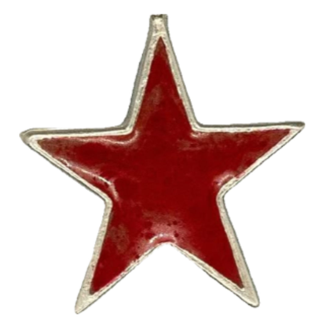 Red star with silver border